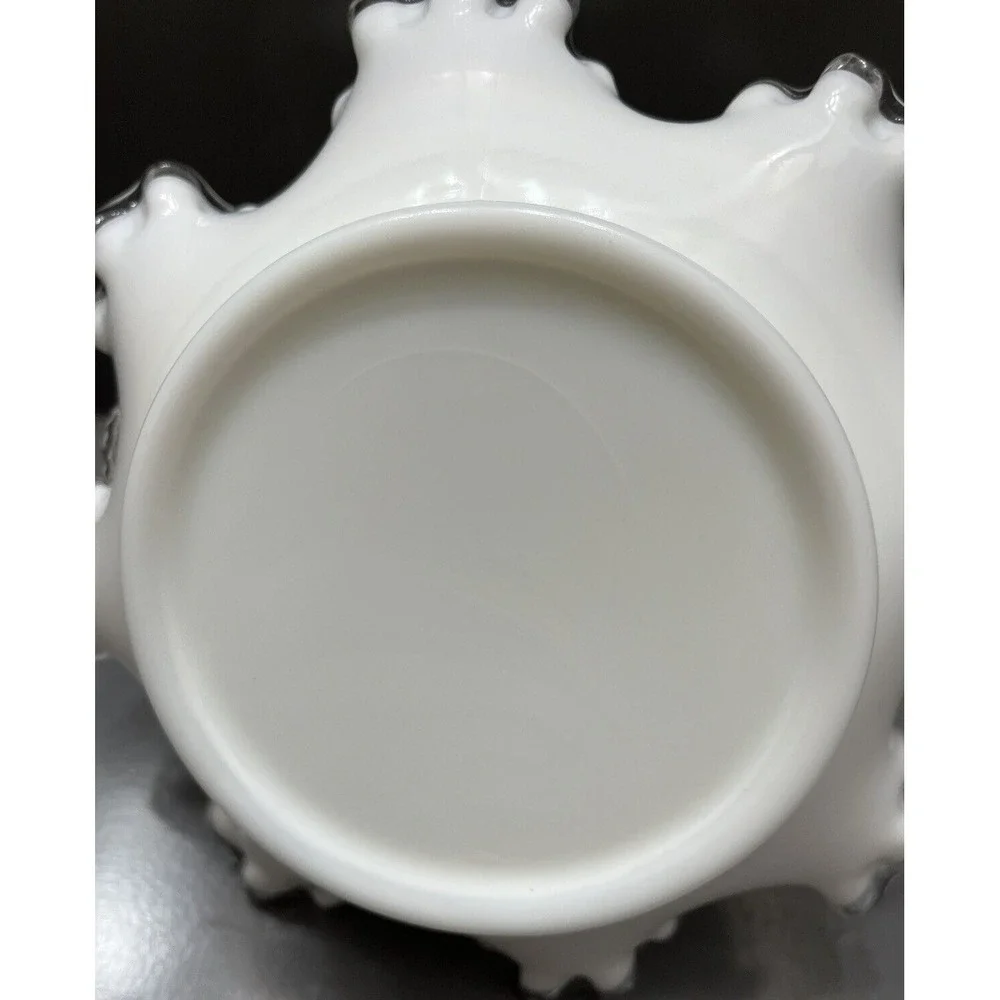 Fenton Silver Crest Milk Glass Basket Collectible White Ruffle Edge Vintage Gift